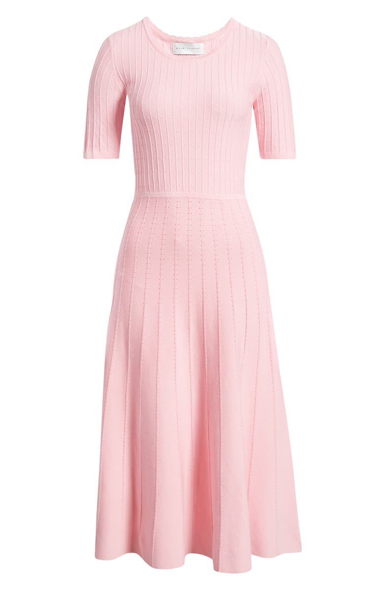 Elie Tahari The Carla Pointelle Sweater Dress, Alternate, color, Rose Veil