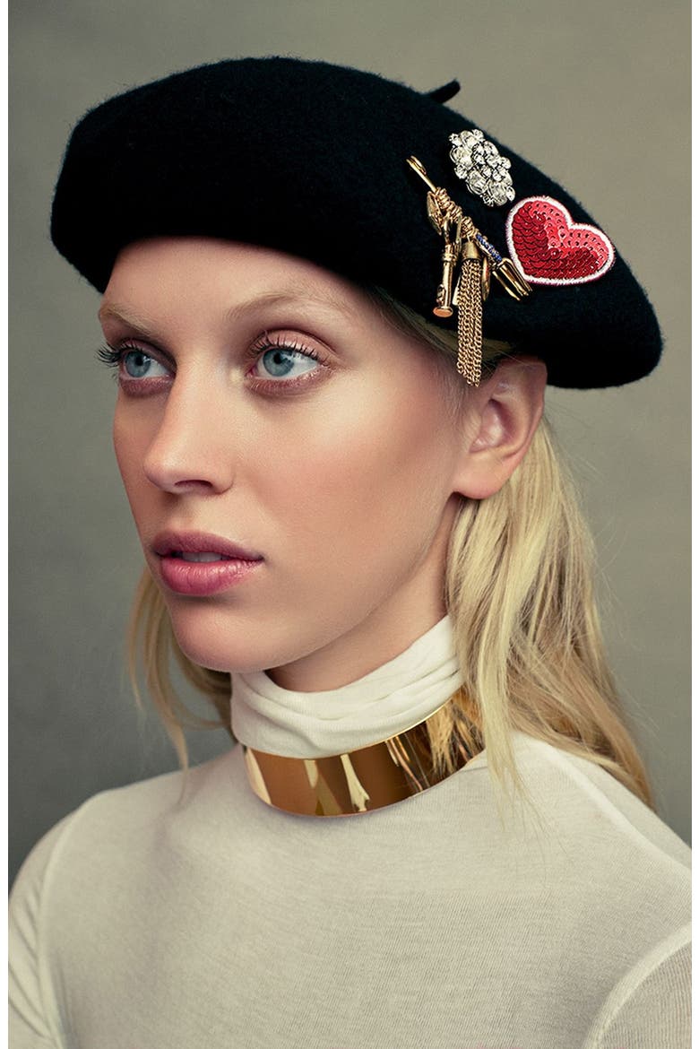 Wool Blend Beret, Alternate, color, BURGUNDY STEM
