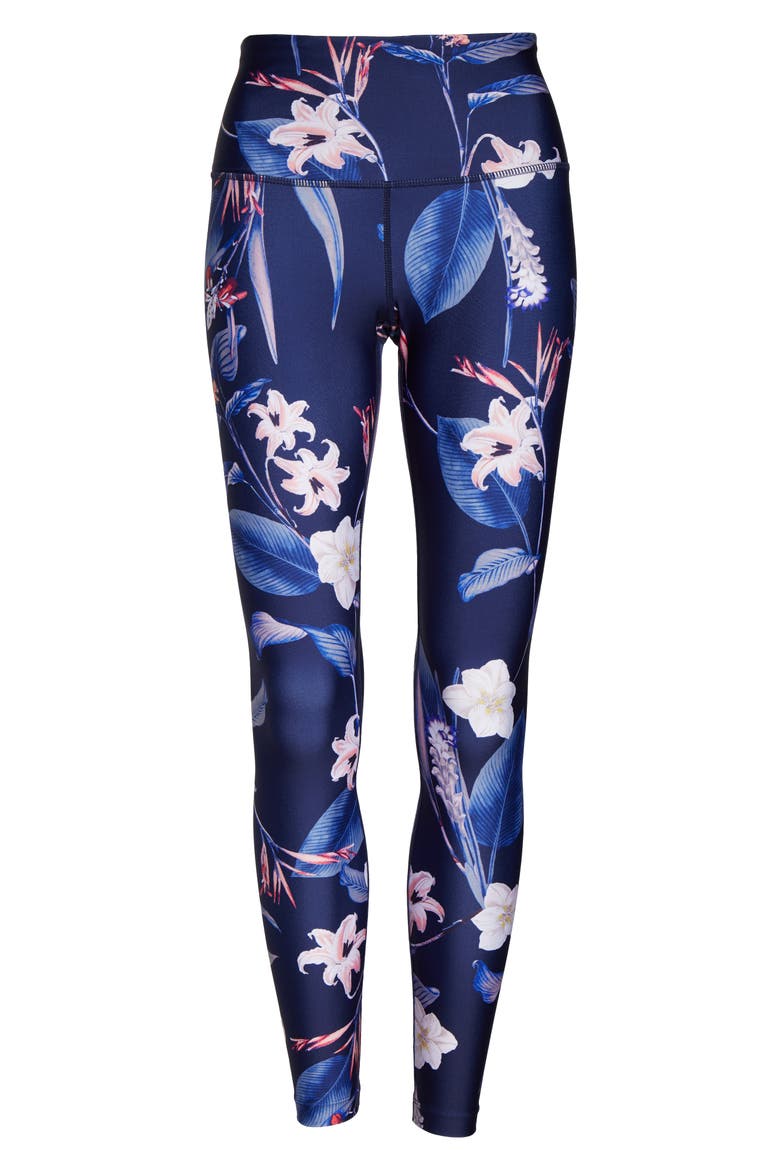 Stardust High Waist Ankle Leggings, Alternate, color, NAVY MARITIME PARADISE FLORAL
