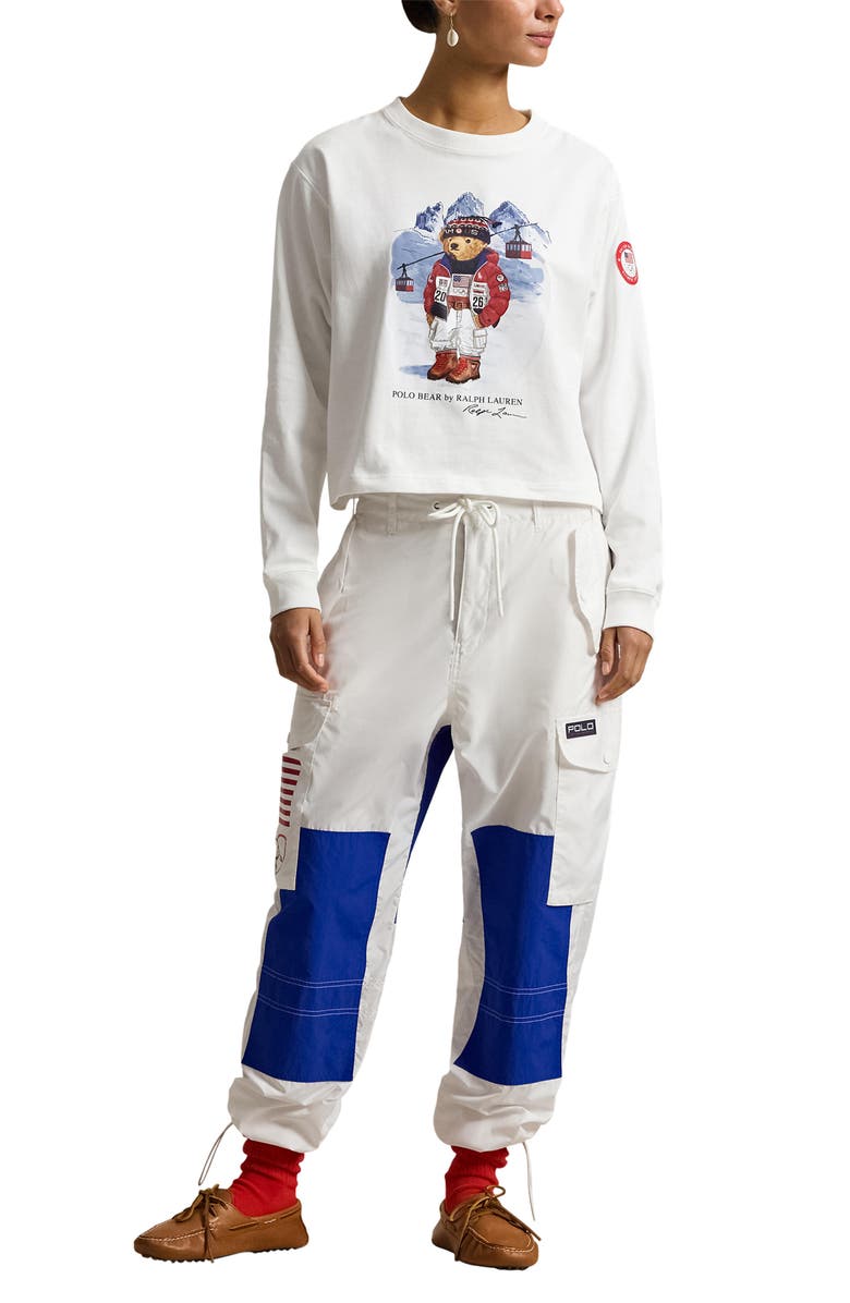 Polo Ralph Lauren Team USA Polo Bear Long Sleeve Graphic T-Shirt, Alternate, color, White