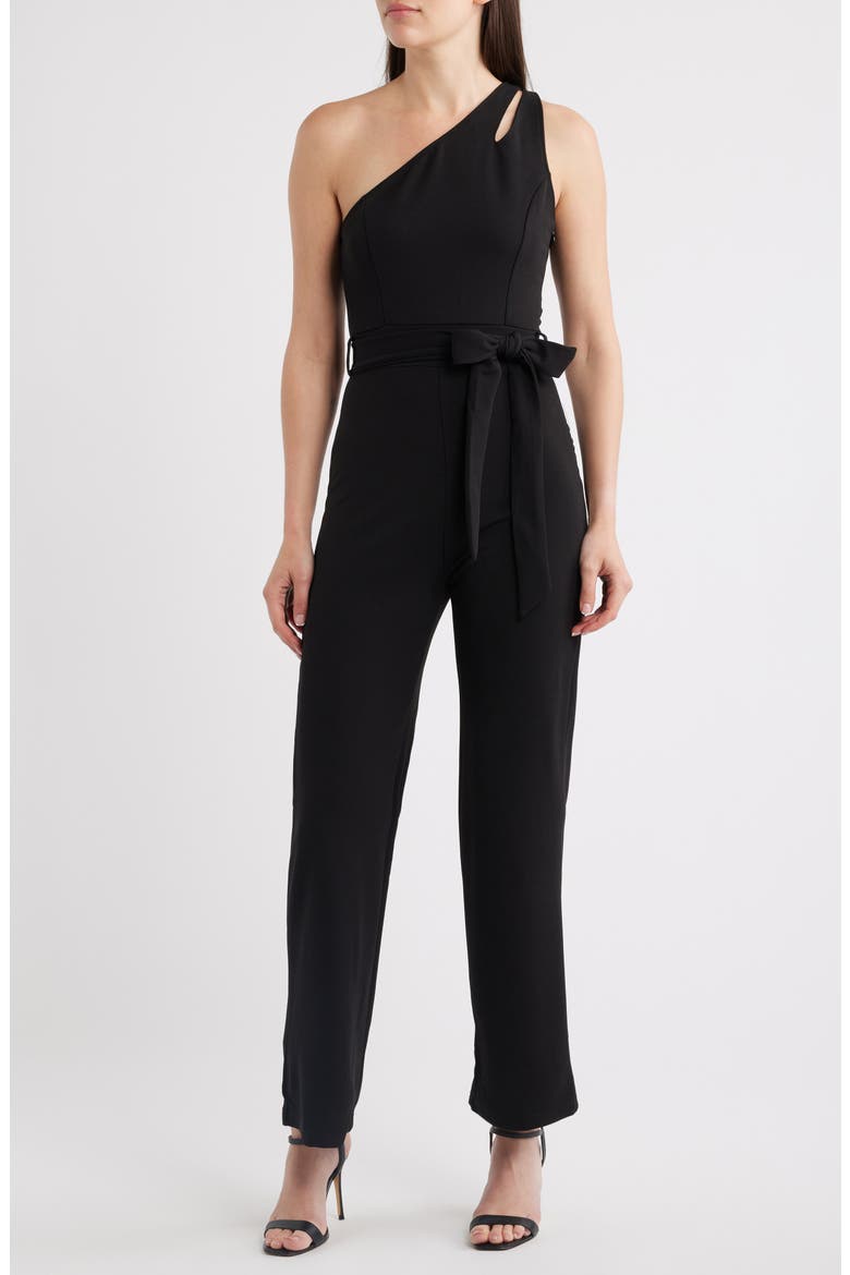 Harlow One-Shoulder Jumpsuit, Main, color, BLACK
