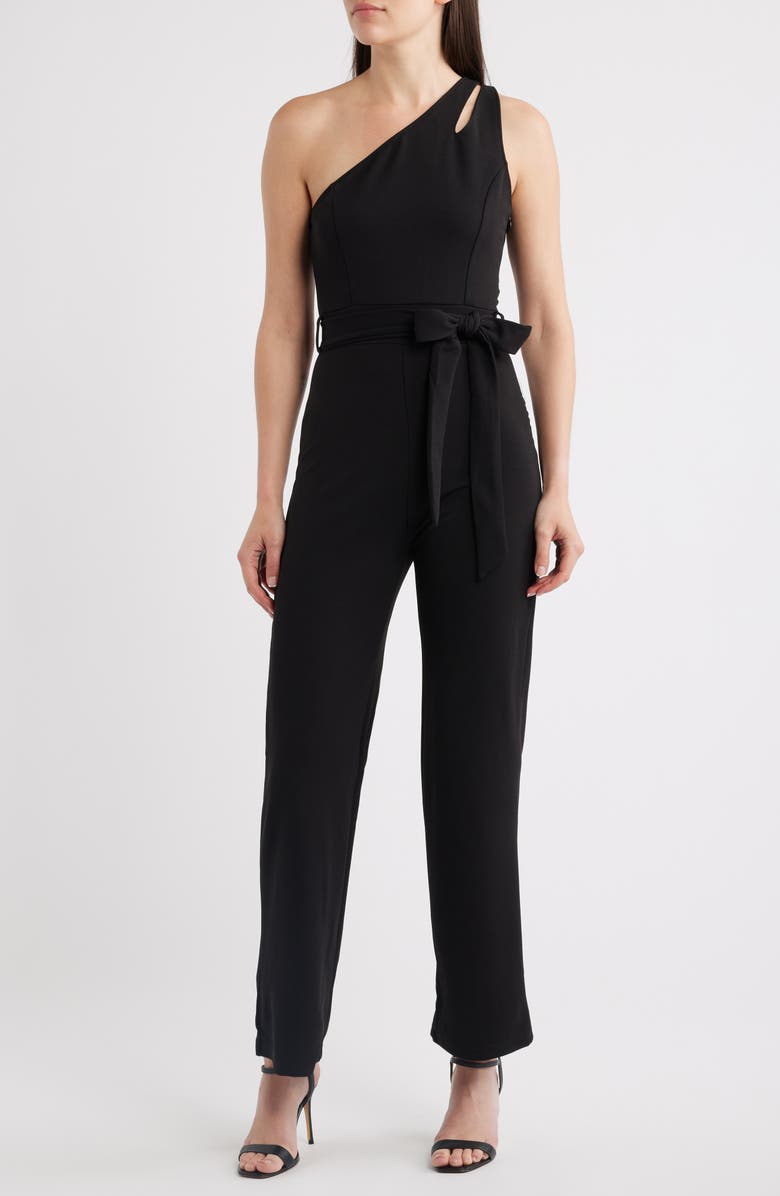 NIKKI LUND Harlow One-Shoulder Jumpsuit, Main, color, Black