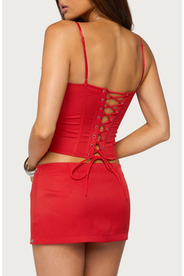 Chara Grommet Trim Corset Top, Alternate, color, RED
