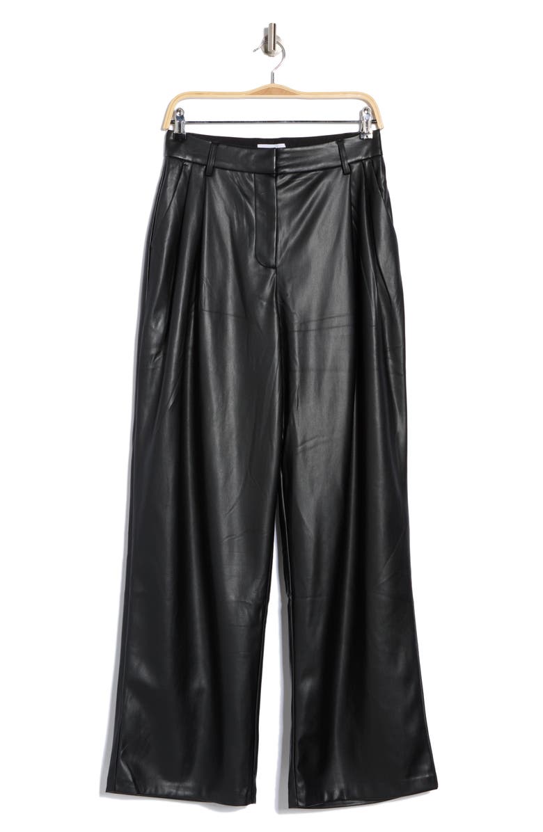 Good American Uniform '90s Faux Leather Pants, Alternate, color, Black001