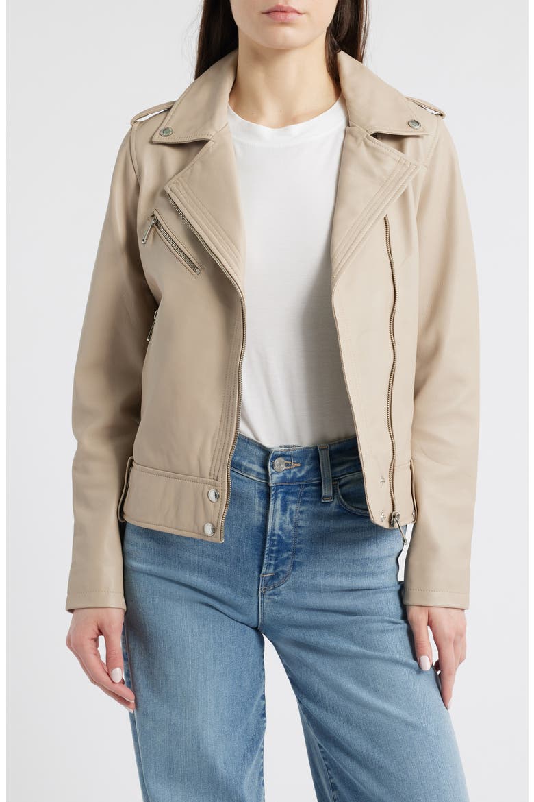 Lambskin Moto Jacket, Alternate, color, OYSTER