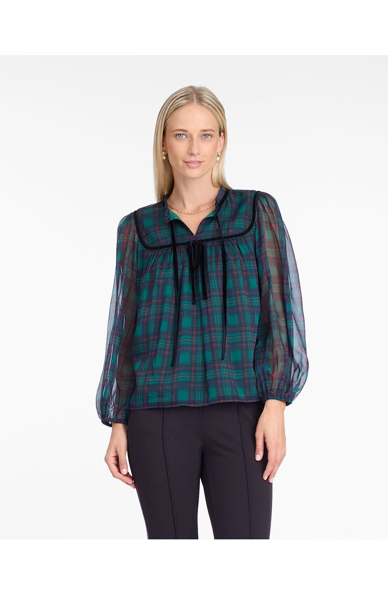 Draper James Bow Long-Sleeve Top, Main, color, Green Multi