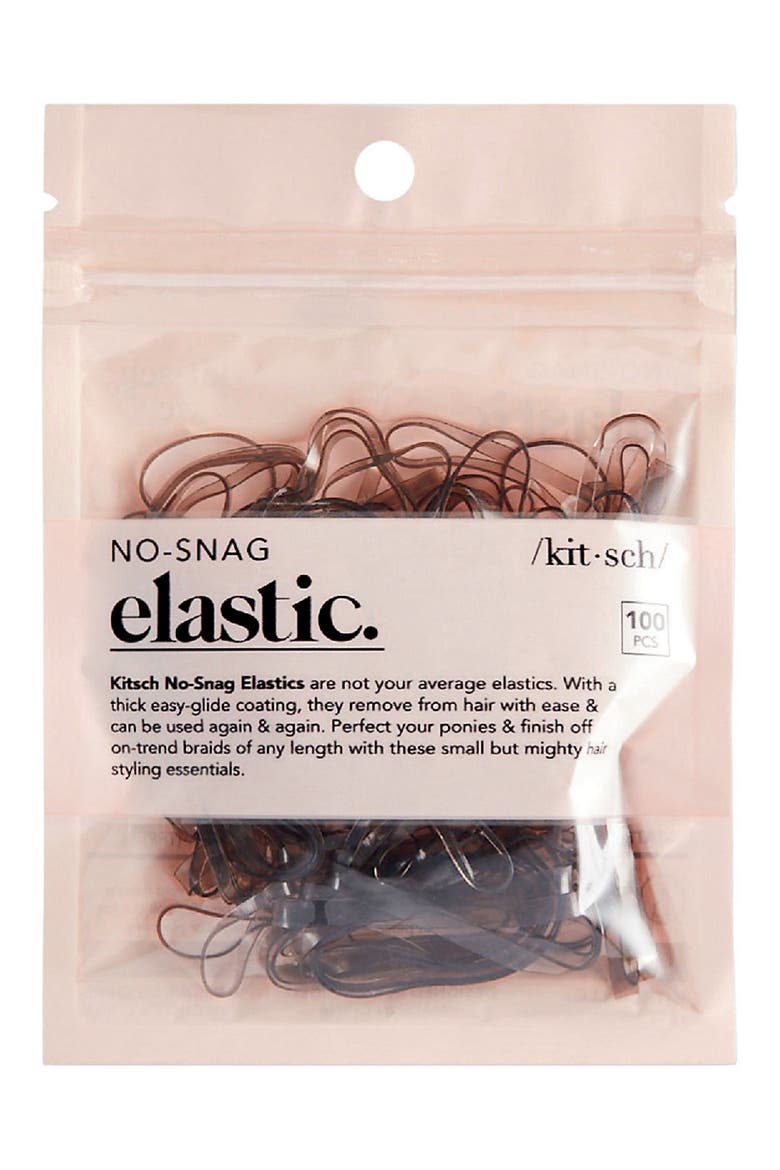 100-Pack No-Snag Hair Elastics, Main, color, BROWN