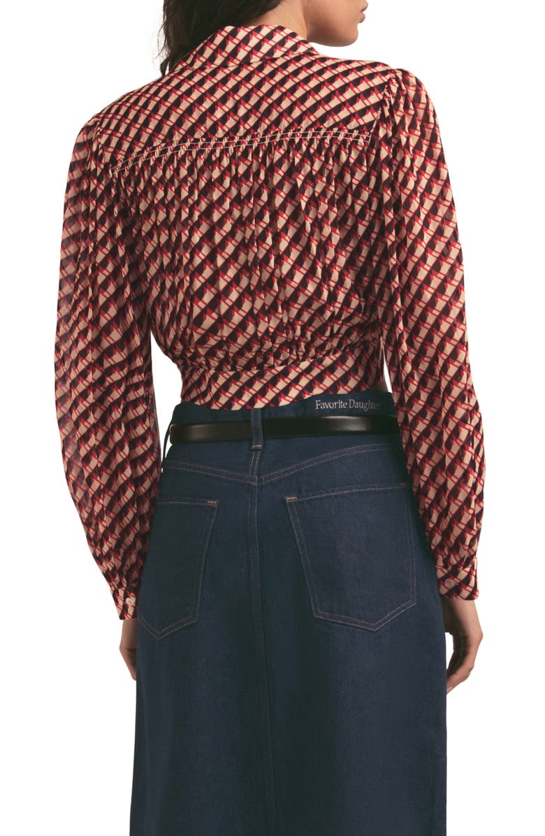 Favorite Daughter The Garden Party Geo Print Button-Up Shirt, Alternate, color, Retro Rouge Hounds