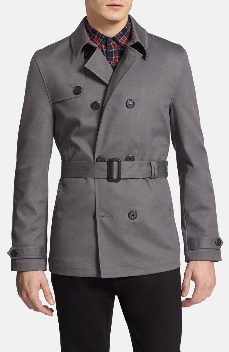 Topman Cropped Trench Coat, Main, color, 