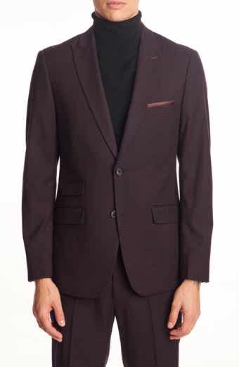 PAISLEY & GRAY Ashton Slim Fit Burgundy Grid Blazer