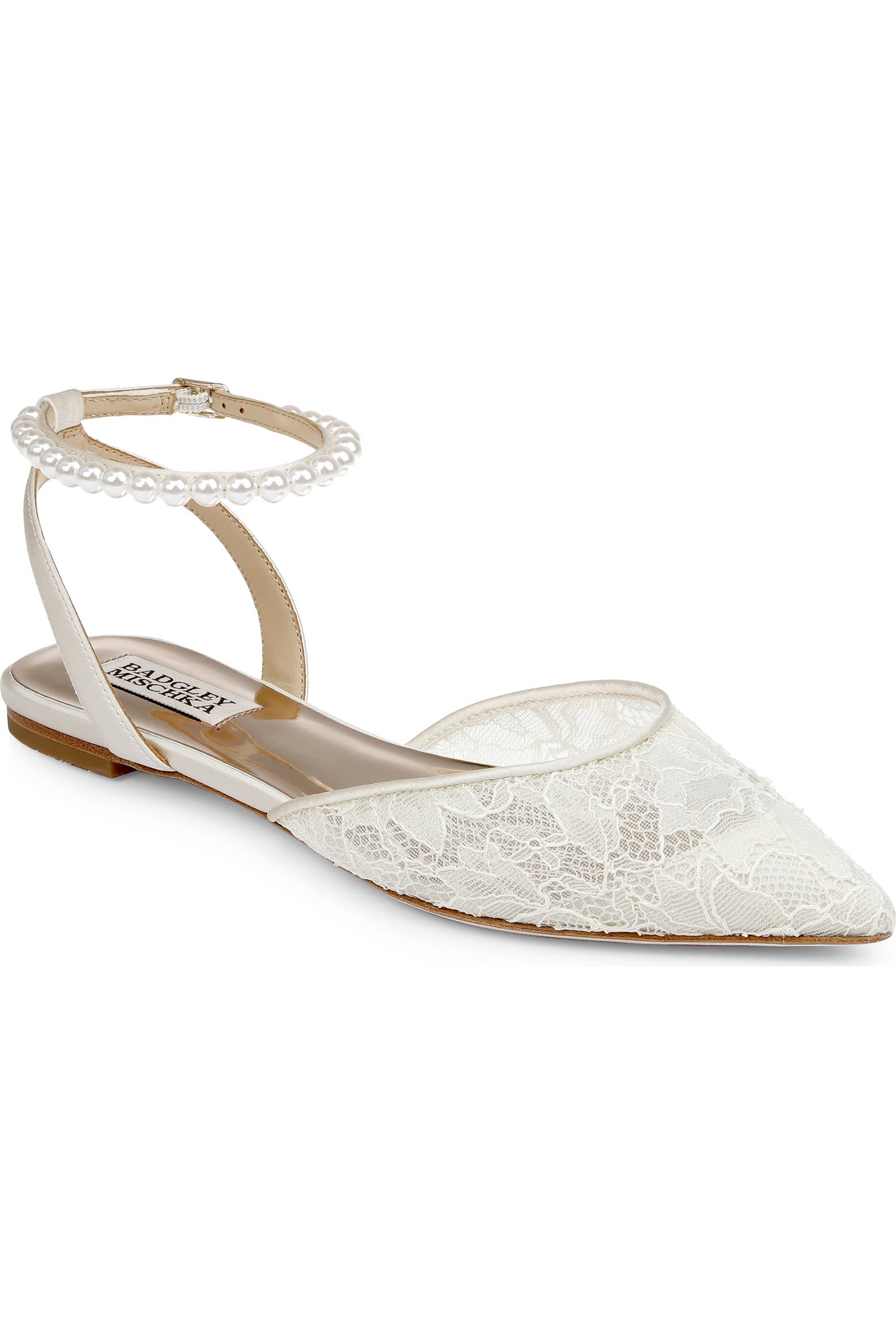 Fawn Hide Rug Badgley Mischka Collection Fawn Pointed Toe Lace Flat (Women ...
