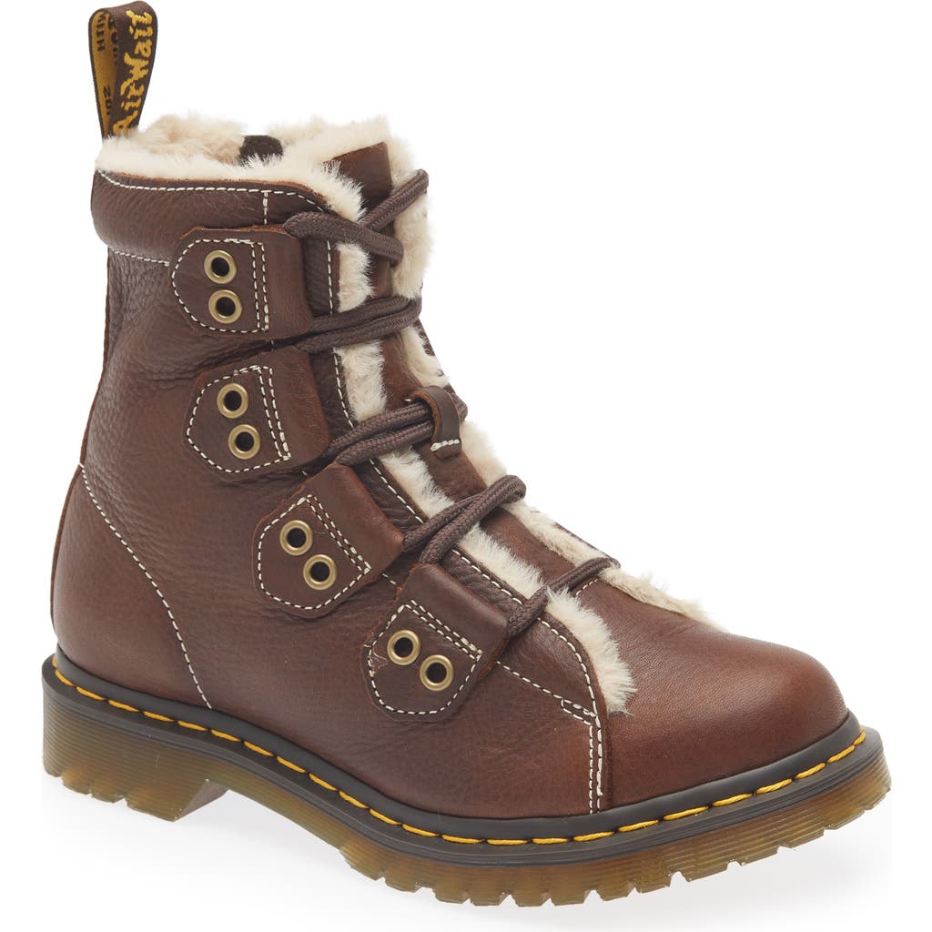 Dr. Martens 1460 Faux Fur Lined Lace-to-Toe Boot in Dark Brown  product
