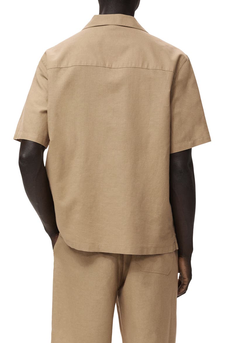 Oversize Cotton & Linen Camp Shirt, Alternate, color, BEIGE