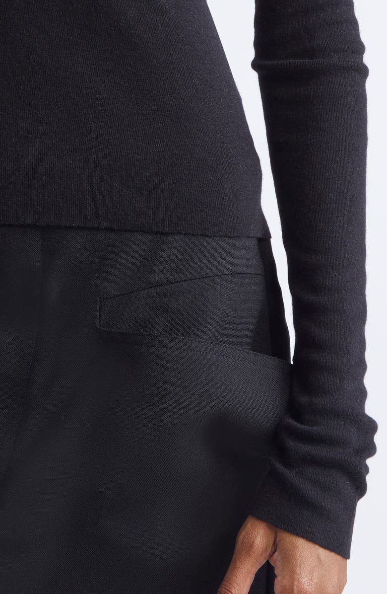 Rick Owens Long Sleeve Rib Crop T-Shirt, Alternate, color, Black