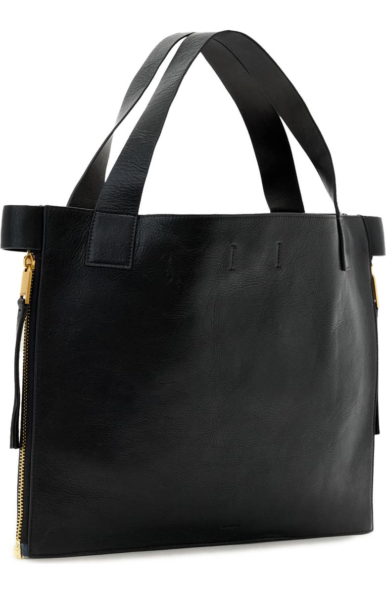 AllSaints Marlo Leather East/West Tote, Alternate, color, Black