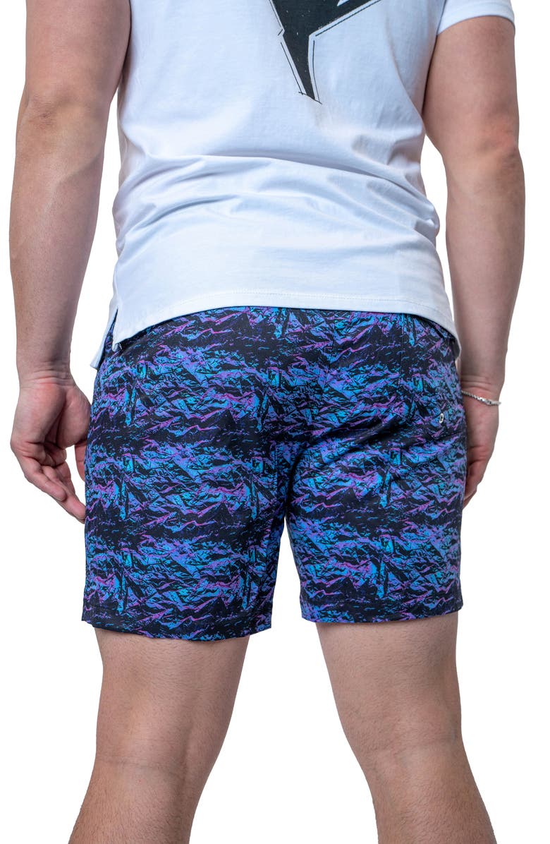 Maceoo Swim Lion Purple Texture Swim Trunks, Alternate, color, Black