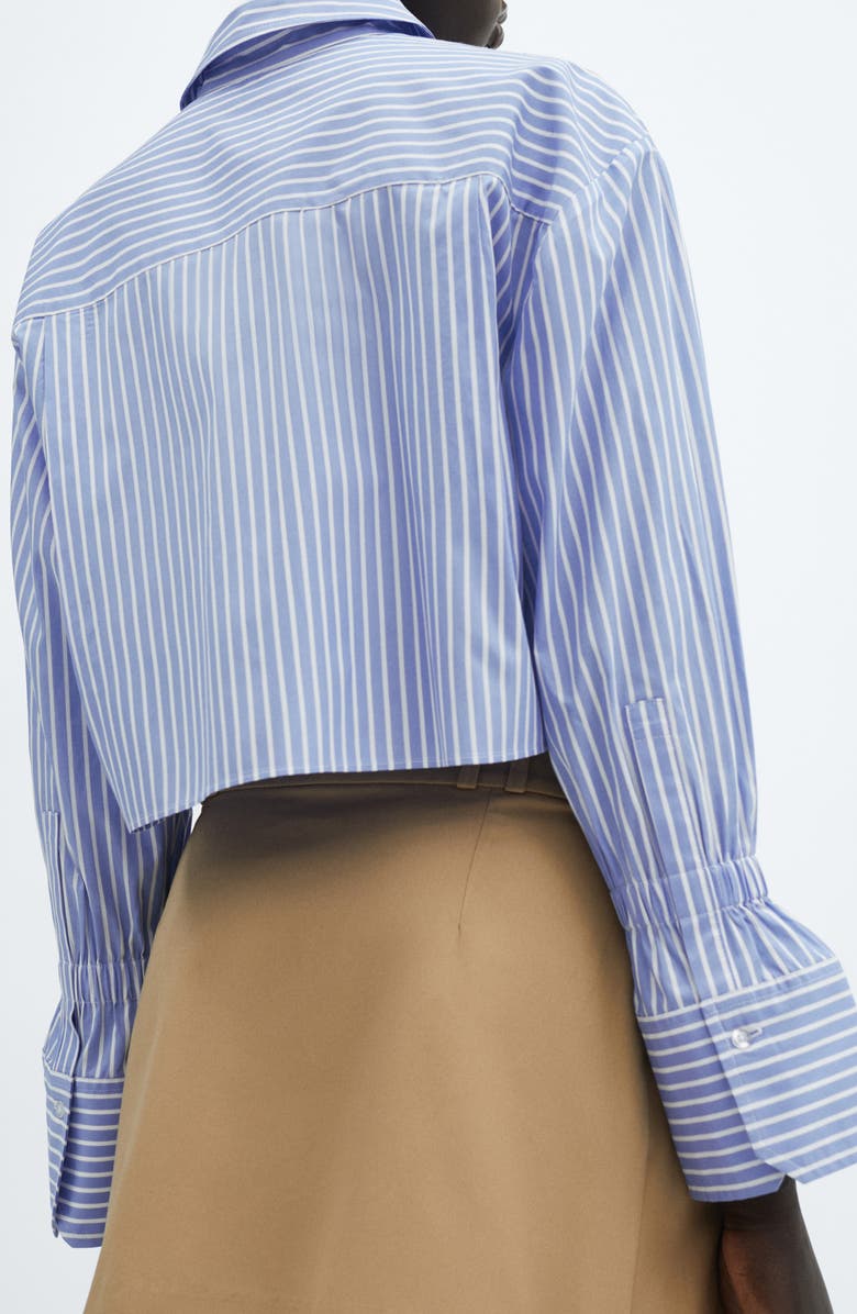 MANGO Cufy Stripe Crop Button-Up Shirt, Alternate, color, 