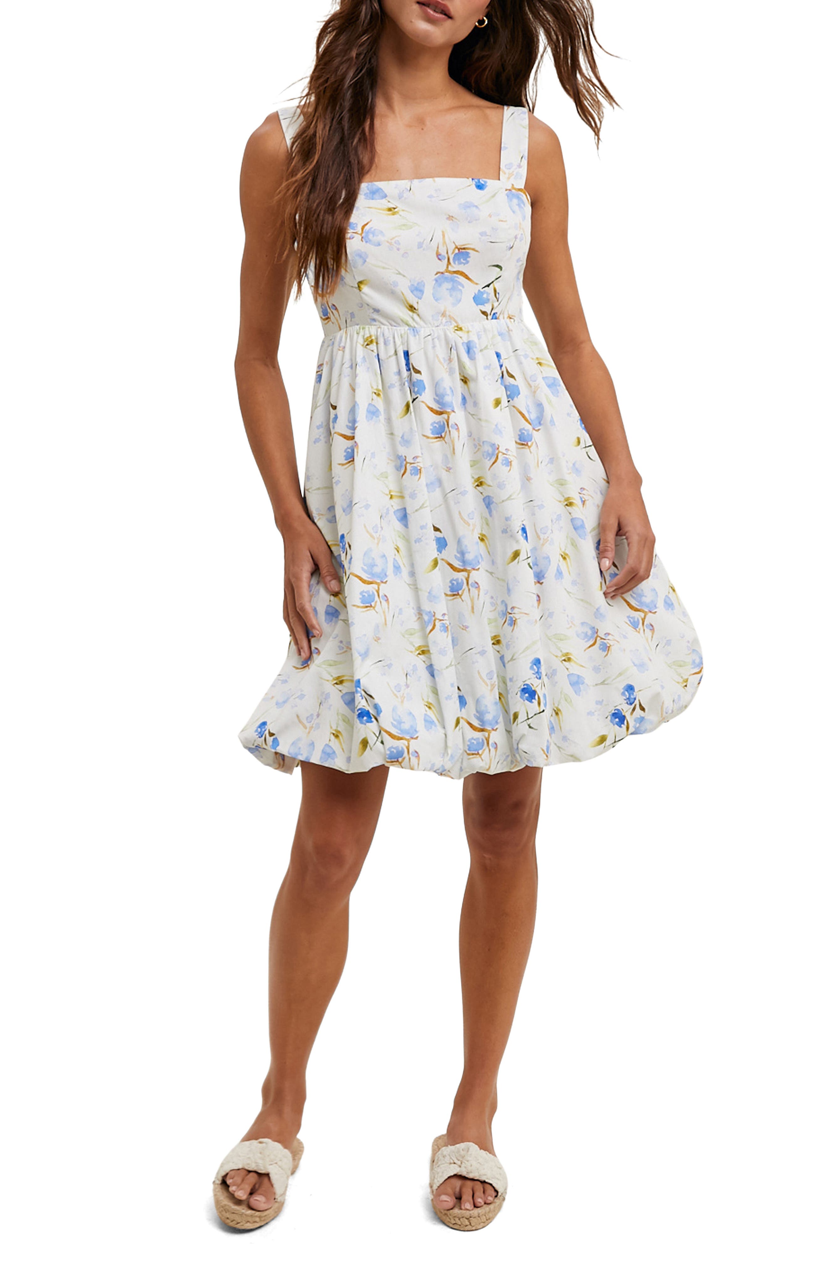 WISHLIST Floral Bubble Hem Fit & Flare Minidress