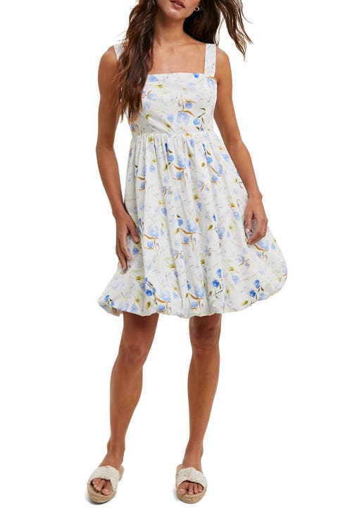 Floral Bubble Hem Fit & Flare Minidress