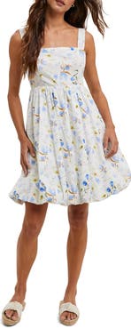 WISHLIST Floral Bubble Hem Fit & Flare Minidress