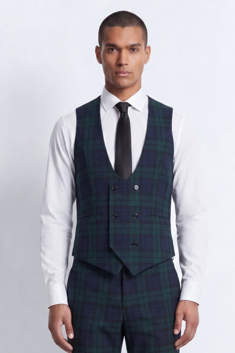 Ginger Tartan Waistcoat, Main, color, Green