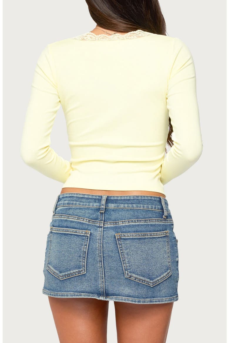 Aima Lace Trim V-Neck Top, Alternate, color, YELLOW