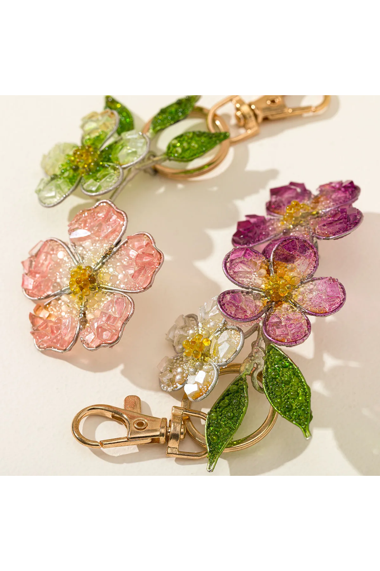Handmade Wildflower Bag Charm, Alternate, color, Dahlia and Poppy Duo