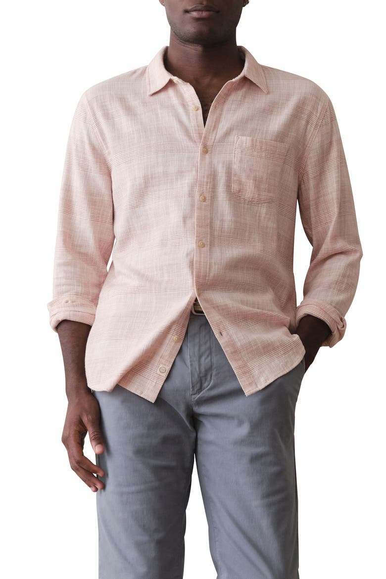 Classic Fit Stretch Selvedge Button-Up Shirt, Main, color, WARM STRIPE