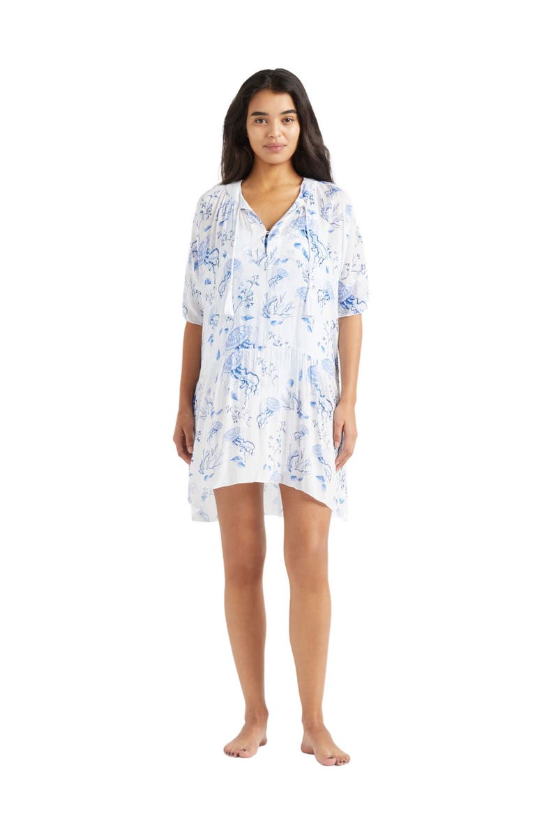 Vilebrequin Viscose Dress Medusa and Shells, Alternate, color, White