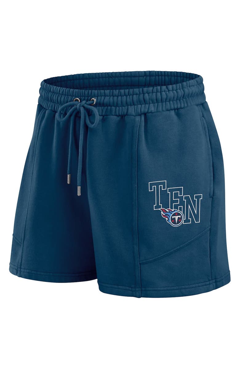 WEAR by Erin Andrews Women's WEAR by Erin Andrews Navy Tennessee Titans Washed Fleece Long Sleeve T-Shirt & Shorts Lounge Set, Alternate, color, Navy
