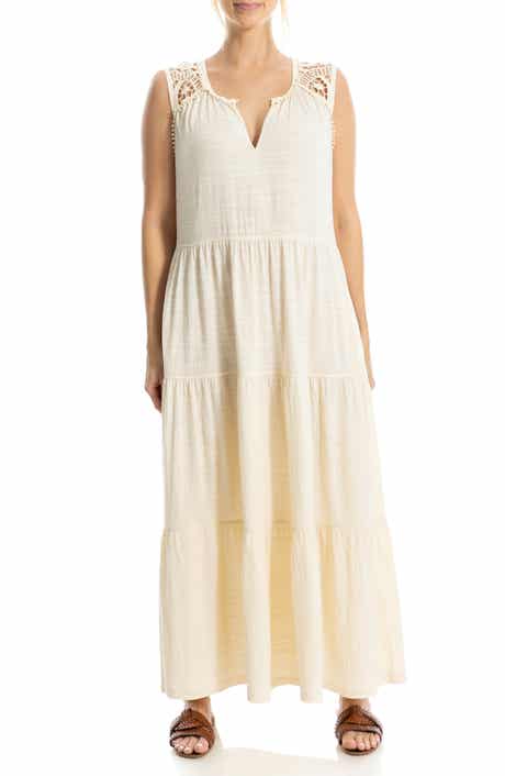 Crochet Trim Tiered Maxi Dress