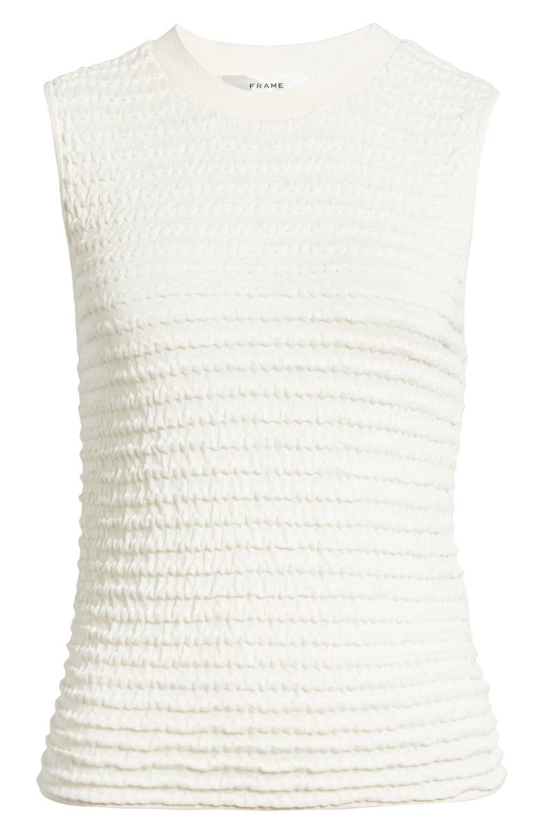 FRAME Smocked Silk Blend Sleeveless Top, Alternate, color, White