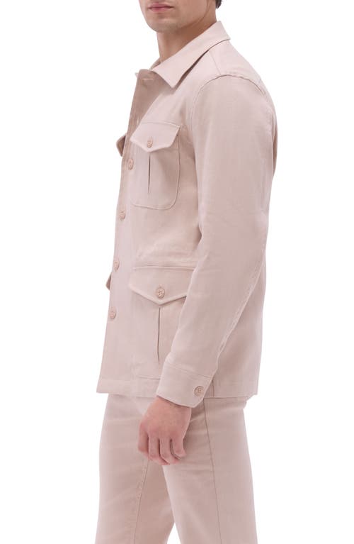 Bugatchi Linen Blend Safari Jacket In Sand