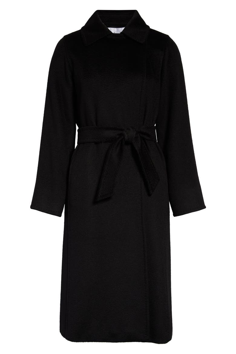 Manuela Camel Hair Wrap Coat, Main, color, BLACK