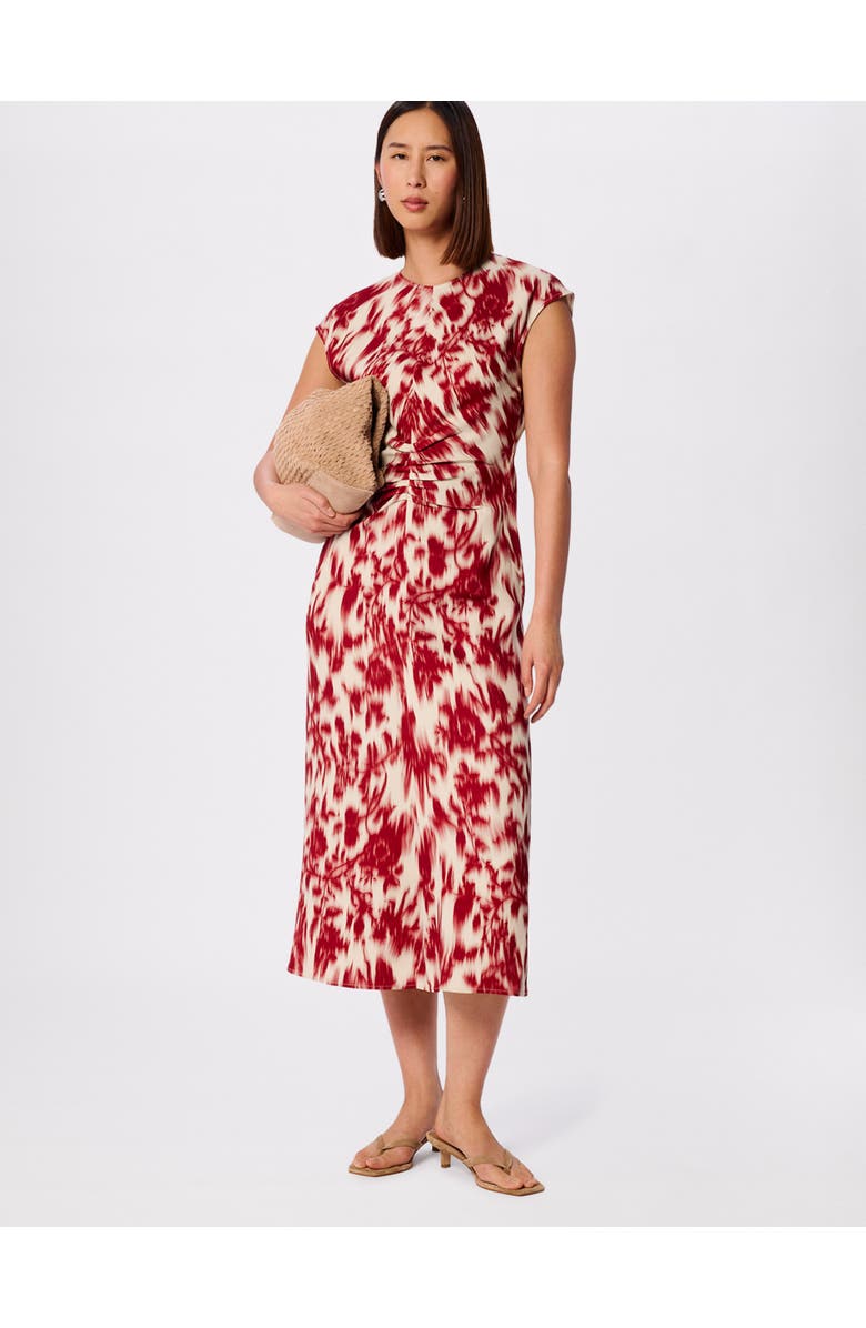 Whistles Blurred Floral Crepe Dress, Main, color, Red/Multi