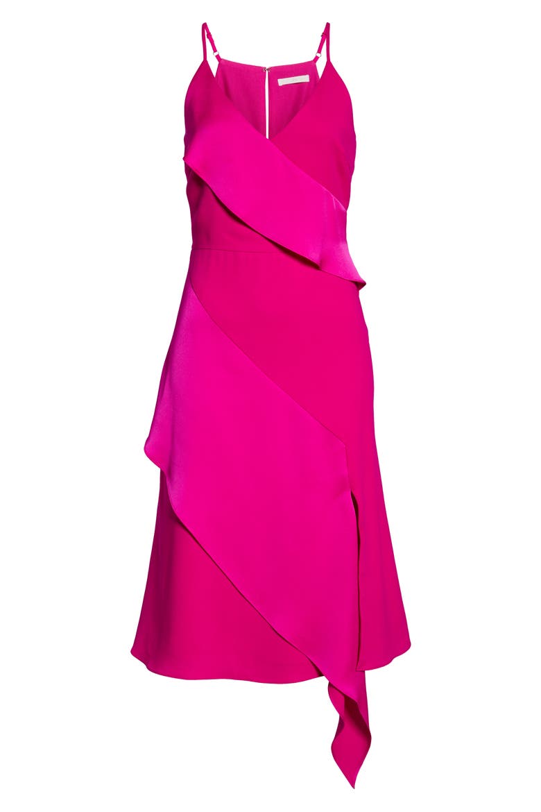 Asymmetrical Ruffle Dress, Alternate, color, MAGENTA
