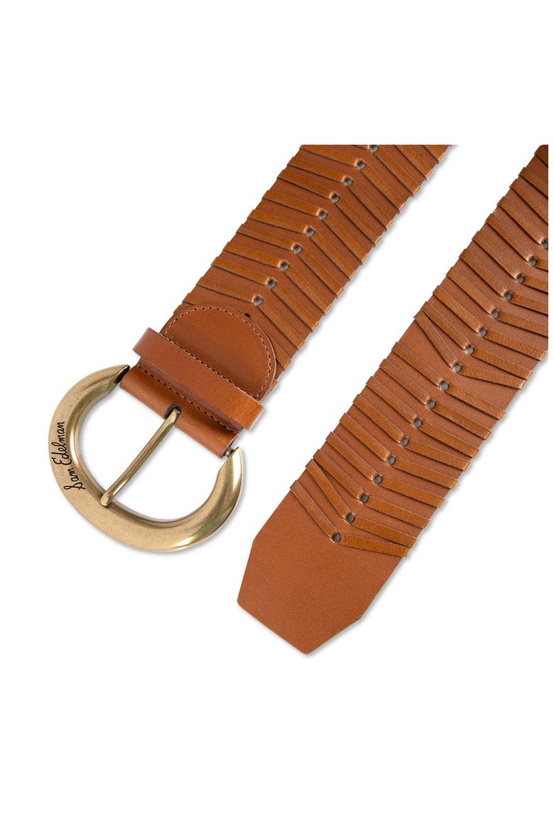 Laced Leather Belt, Alternate, color, TAN