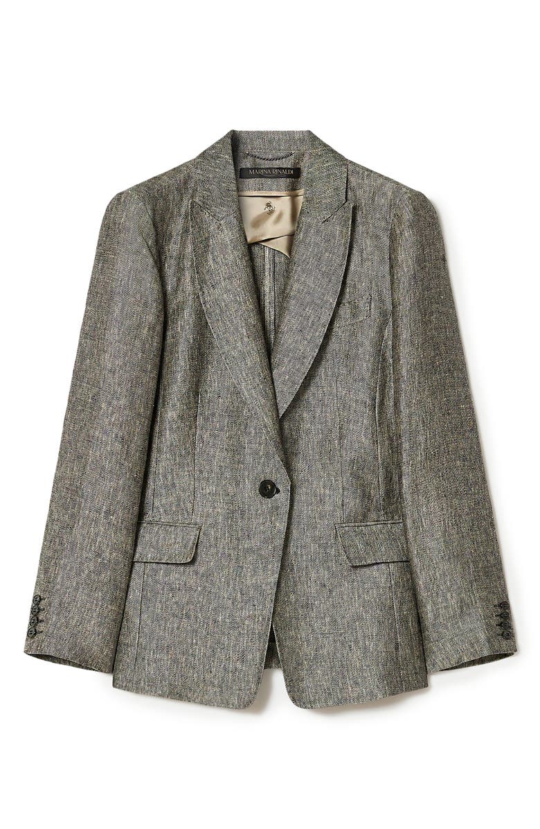 Marina Rinaldi Viale Linen Jacket, Alternate, color, Black Flesh Toner