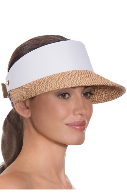 Eric Javits Squishee Straw Champ Custom Fit Visor In Brown
