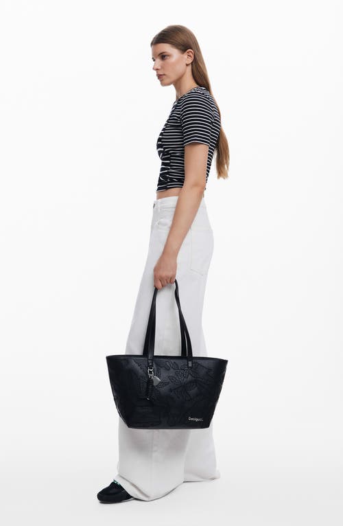 Desigual Leaf Jacquard Faux Leather Tote