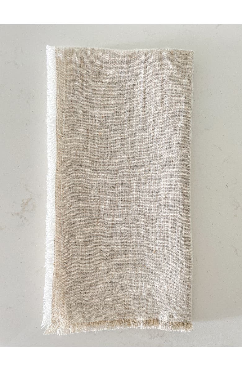 Anaya So Soft Linen Fringe Napkins, Main, color, Natural Beige