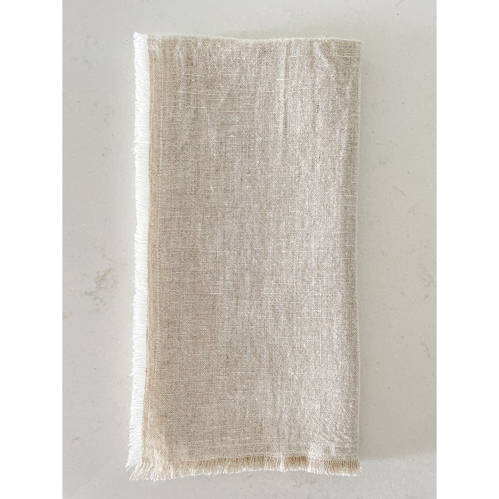 Anaya So Soft Linen Fringe Napkins In Neutral