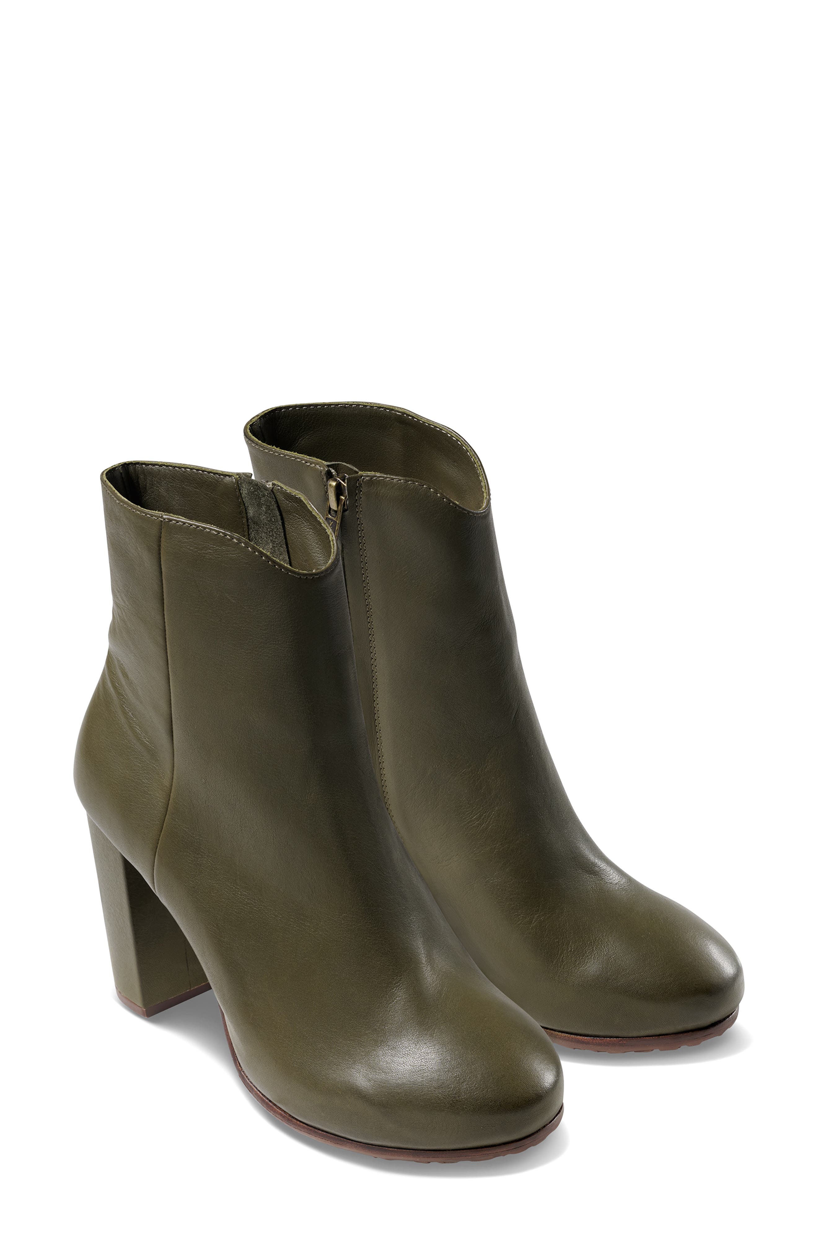 Town Leather Bootie, Main, color, OLIVE