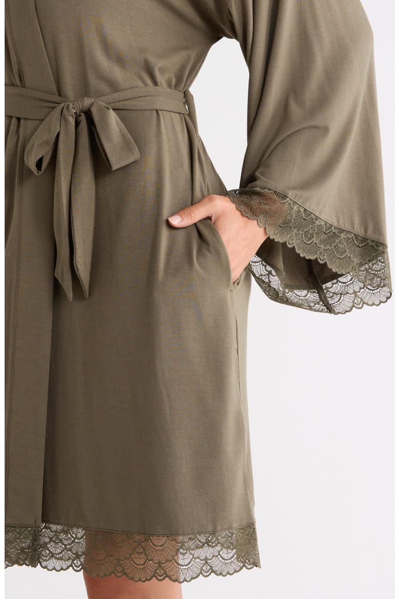 Moonlight Eco Lace Trim Robe, Alternate, color, OLIVE SARMA