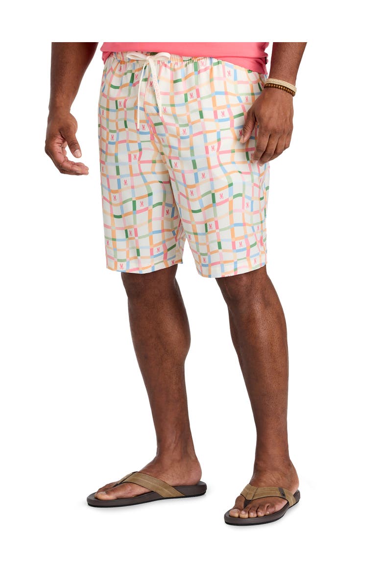 Psycho Bunny Big & Tall Atlas All Over Patterned Swim Trunks, Main, color, Pristine