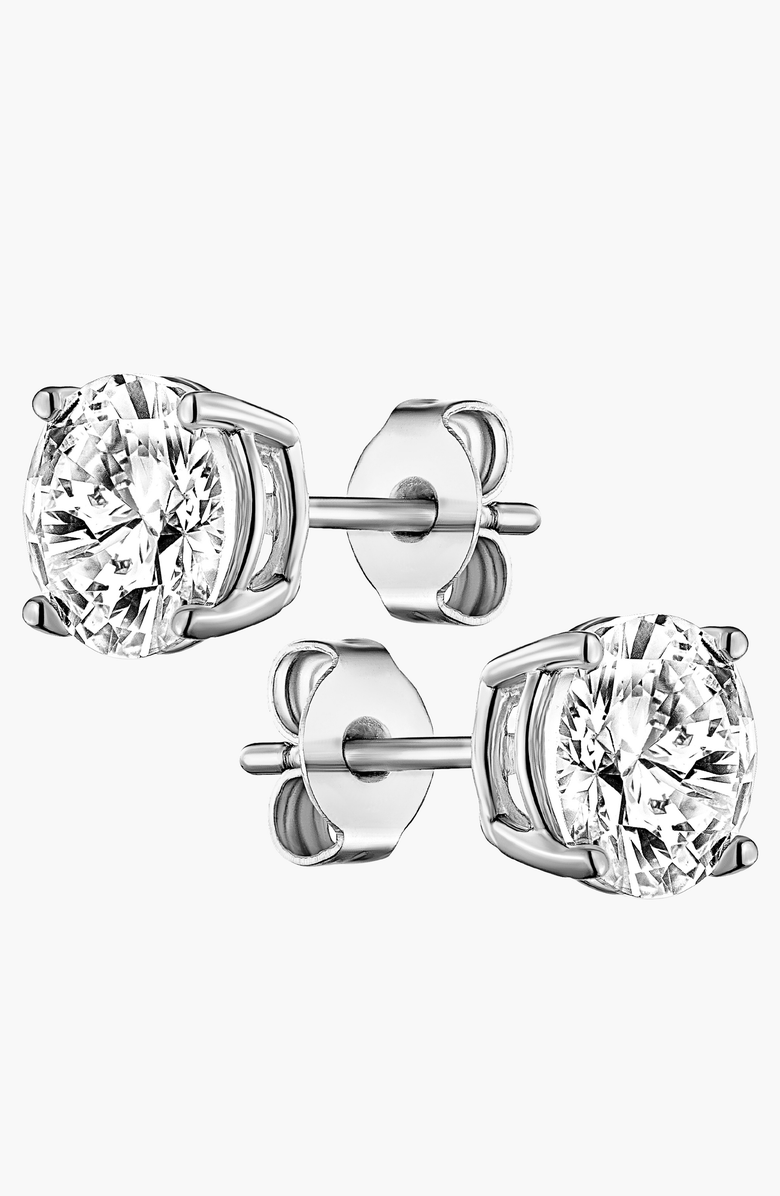 Lovery Sterling Silver Emerald Stud Earrings Bathbomb Gift Set, Alternate, color, Solitaire Cubic Zirconium