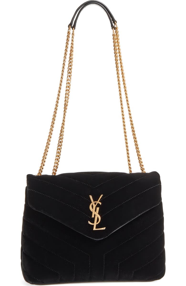 Saint Laurent Small Loulou Matelassé Velour Shoulder Bag, Main, color,