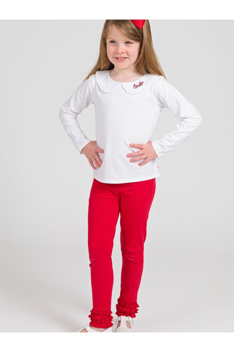 Girls Ruffle Leggings, Alternate, color, Red