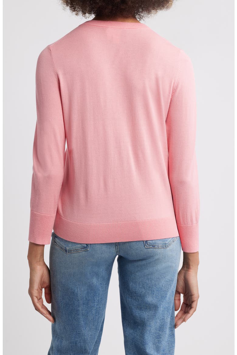 Crewneck Cardigan, Alternate, color, PINK GERANIUM