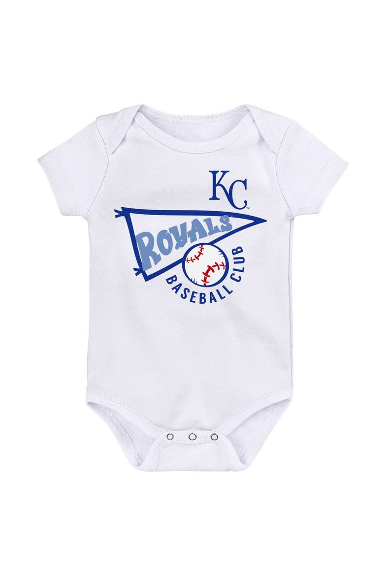 Newborn & Infant Light Blue/White/Heather Gray Kansas City Royals Biggest Little Fan 3-Pack Bodysuit Set, Alternate, color, Light Blue